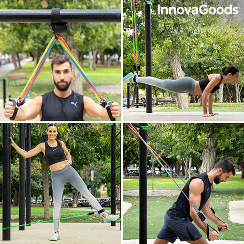 Lot de 5 bandes de résistance avec accessoires et guide d'exercices Rebainer