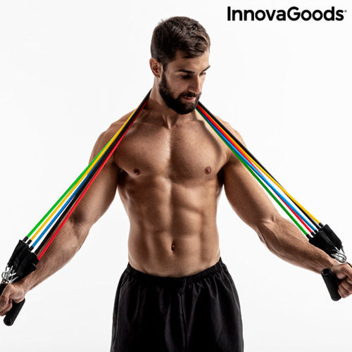 Lot de 5 bandes de résistance avec accessoires et guide d'exercices Rebainer
