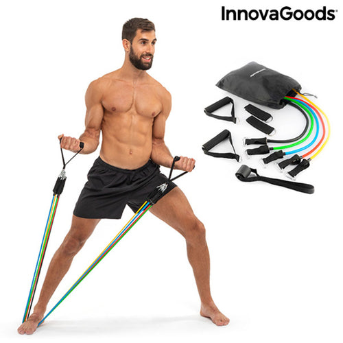 Lot de 5 bandes de résistance avec accessoires et guide d'exercices Rebainer