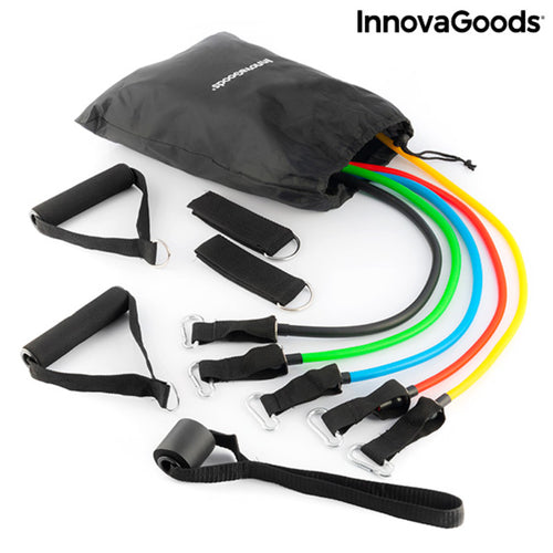 Lot de 5 bandes de résistance avec accessoires et guide d'exercices Rebainer