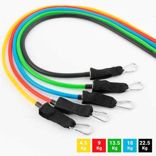 Lot de 5 bandes de résistance avec accessoires et guide d'exercices Rebainer