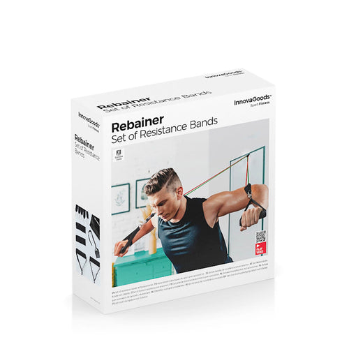 Lot de 5 bandes de résistance avec accessoires et guide d'exercices Rebainer