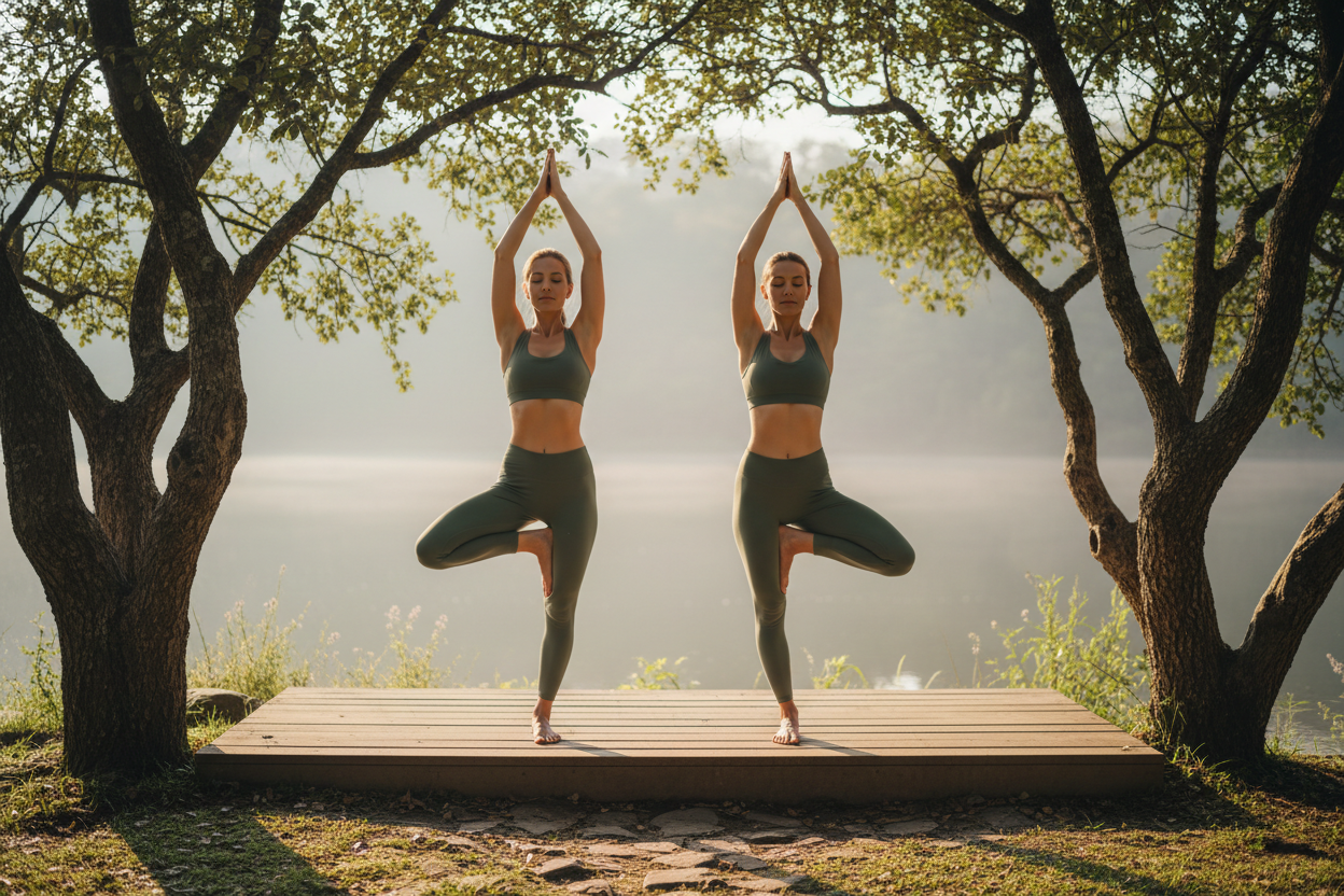 Deux femmes faisant du yoga