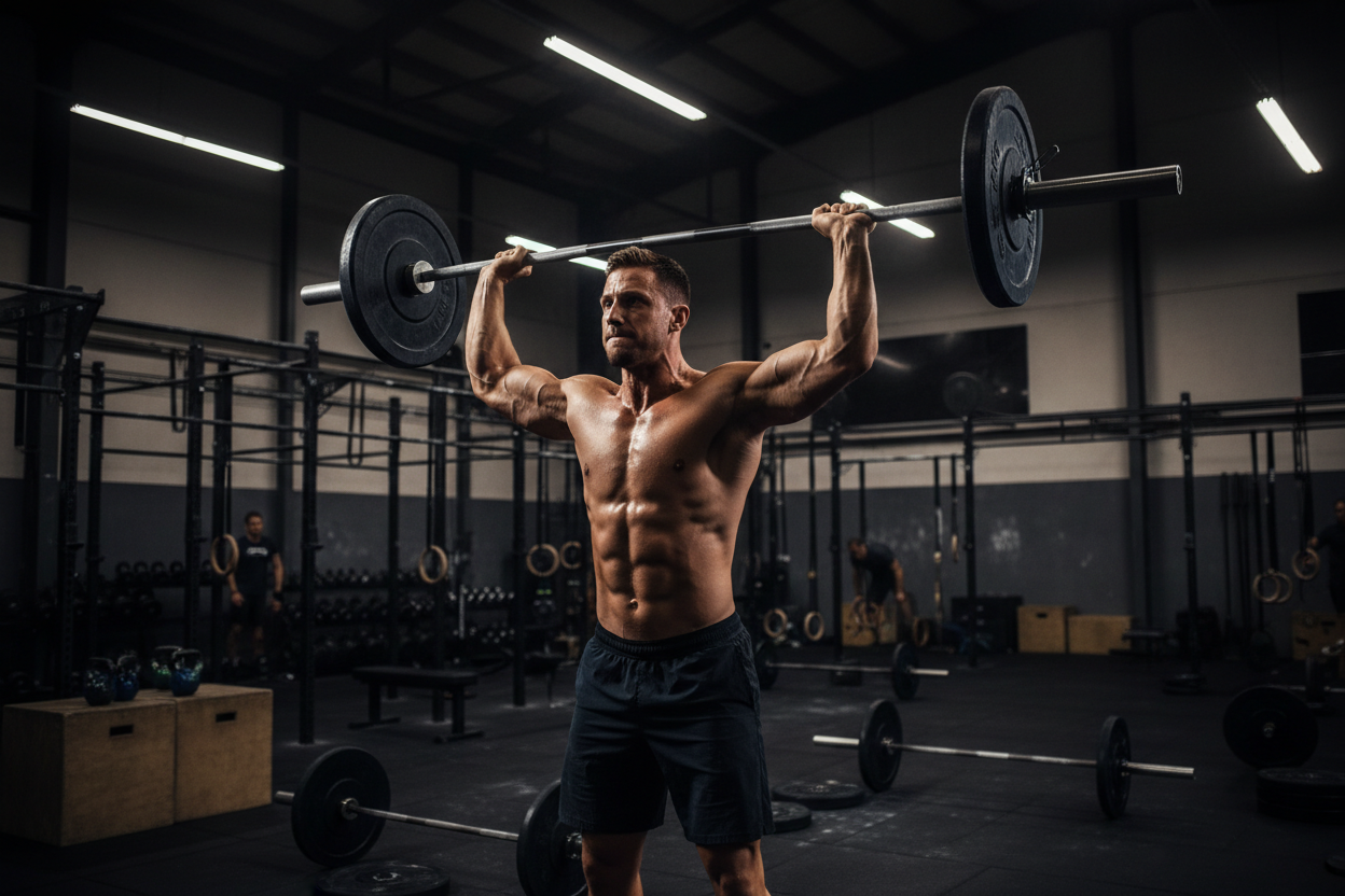 Homme torse nu crossfit salle de sport